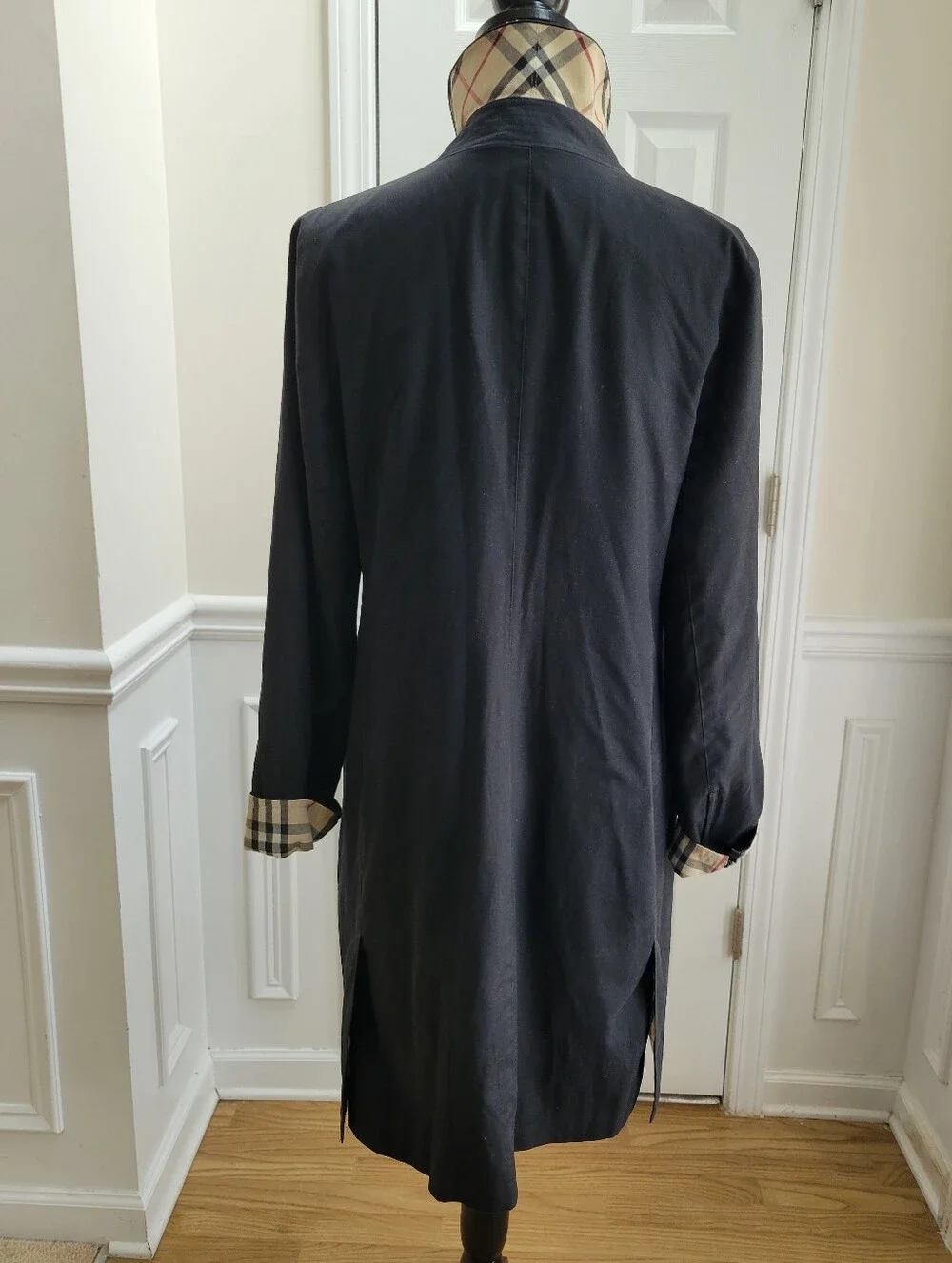 Burberry London Vintage Black Nova Check Snap Front Coat Size 12 - Picture 6 of 16